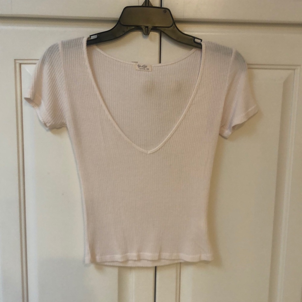 John Galt soft knit off white v-neck top